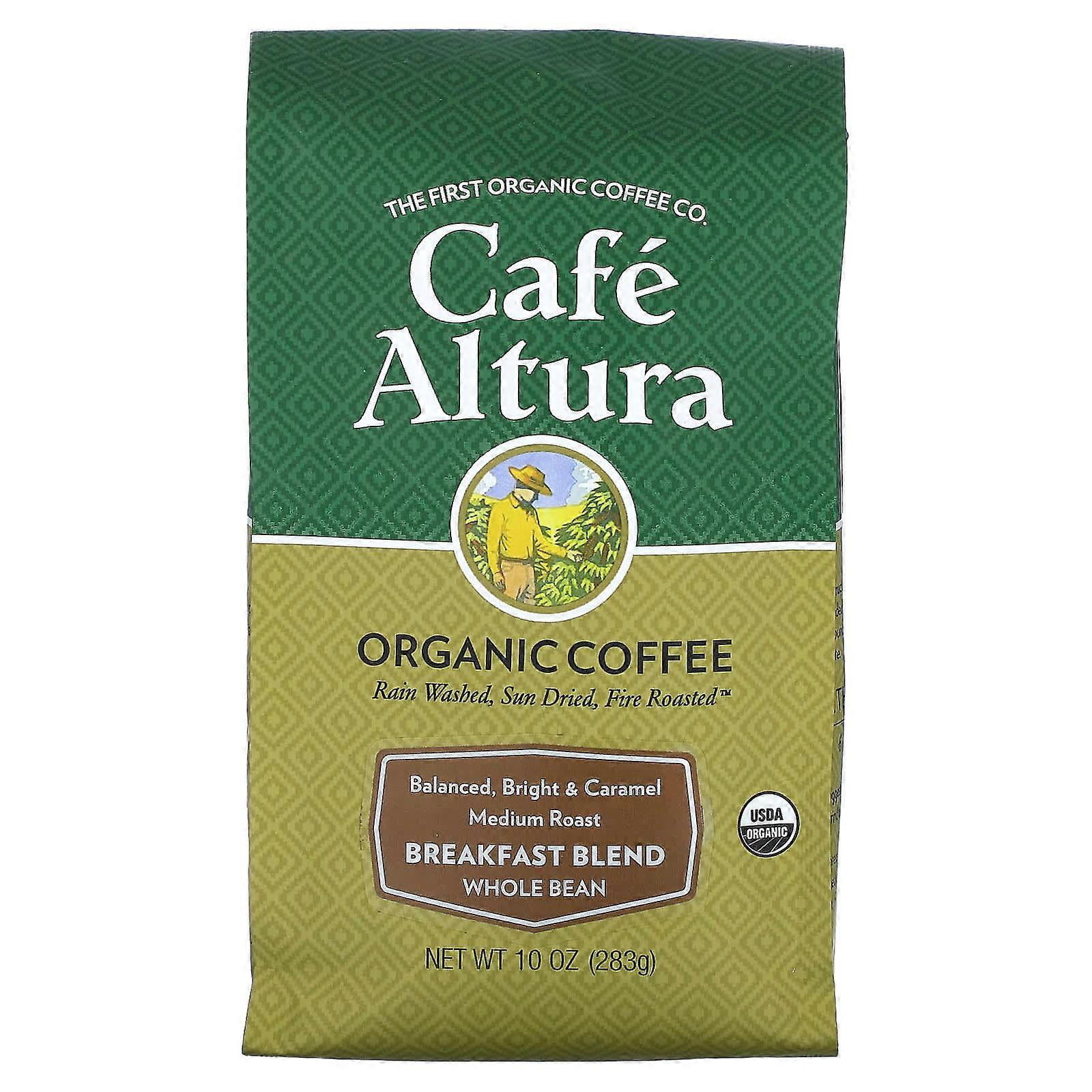 Organic Coffee, Breakfast Blend, Whole Bean, Medium Roast, 10 oz (283 g)