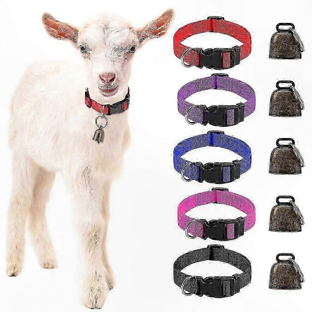 5-Pack Adjustable Livestock Collars with Bells for Safety and Tracking