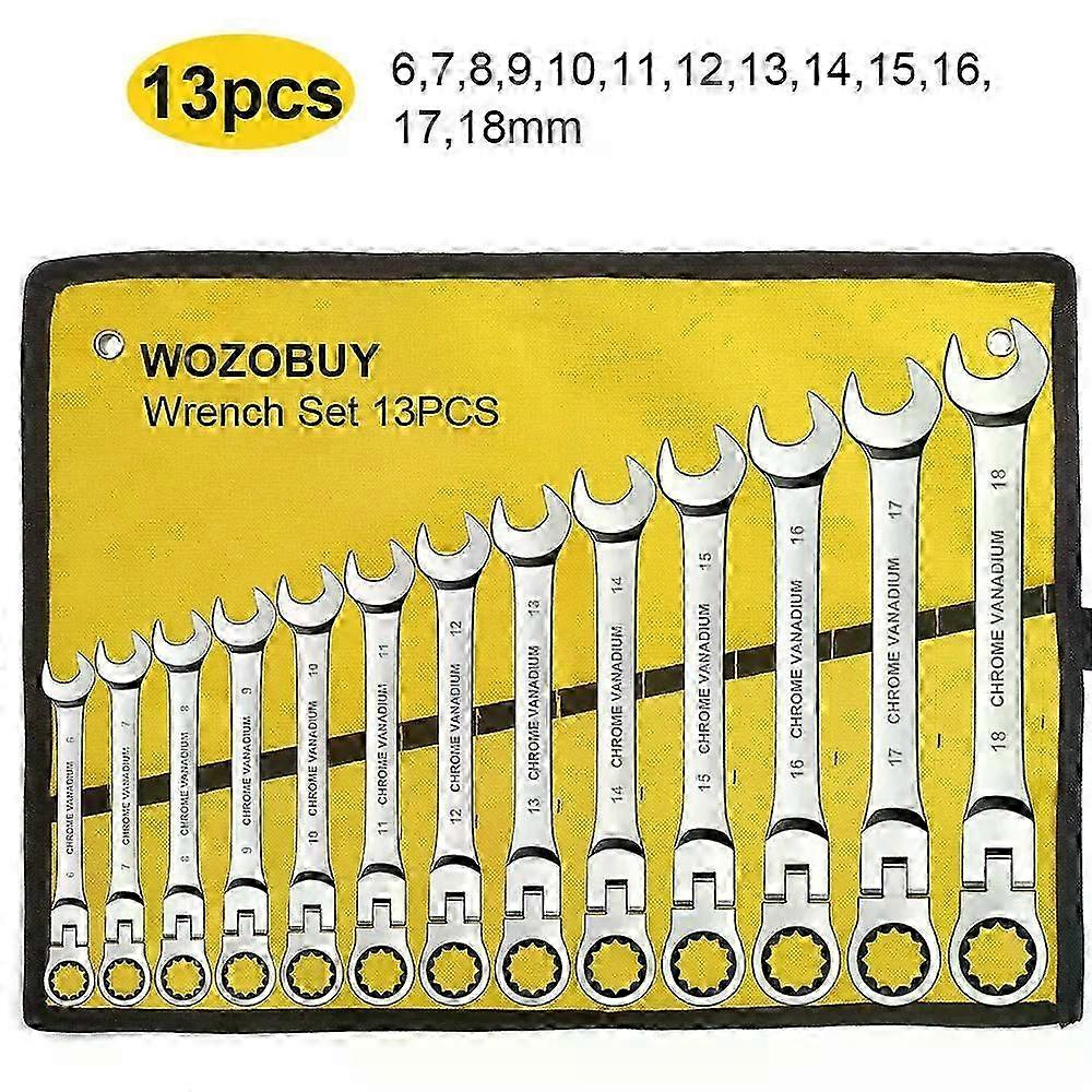 2025 Ratcheting Combination Wrench Set 6-22mm Metric Flex Head Ratcheting Wrench Chrome Vanadium Steel Spanner with Bag