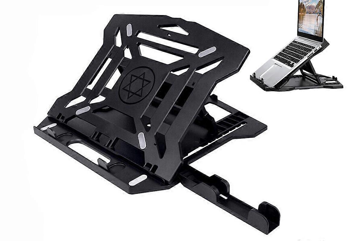 2 in 1 Laptop Stand with Phone Stand Foldable Cooling Computer Holder-Black