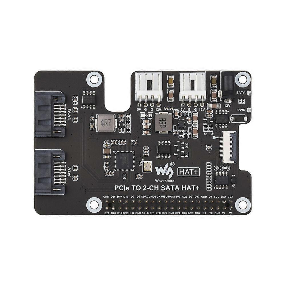 Waveshare pro Raspberry Pi 5 rozšiřující deska PCIe na SATA s EEPROM HAT+ PCIe na 2 kanály SATA HAT+ pro Raspberry Pi 5
