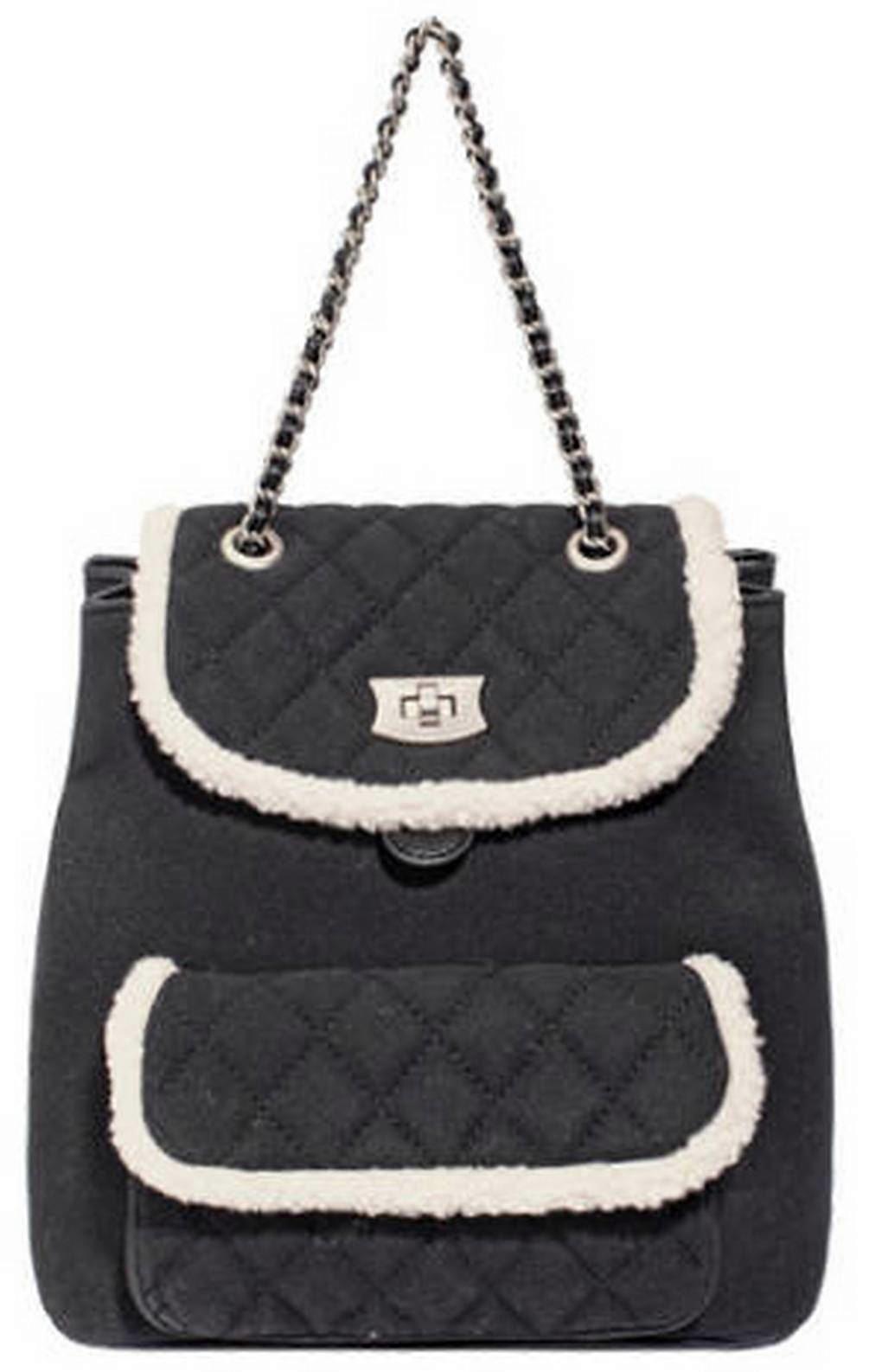David Jones Faux Shearling Backpack - Black