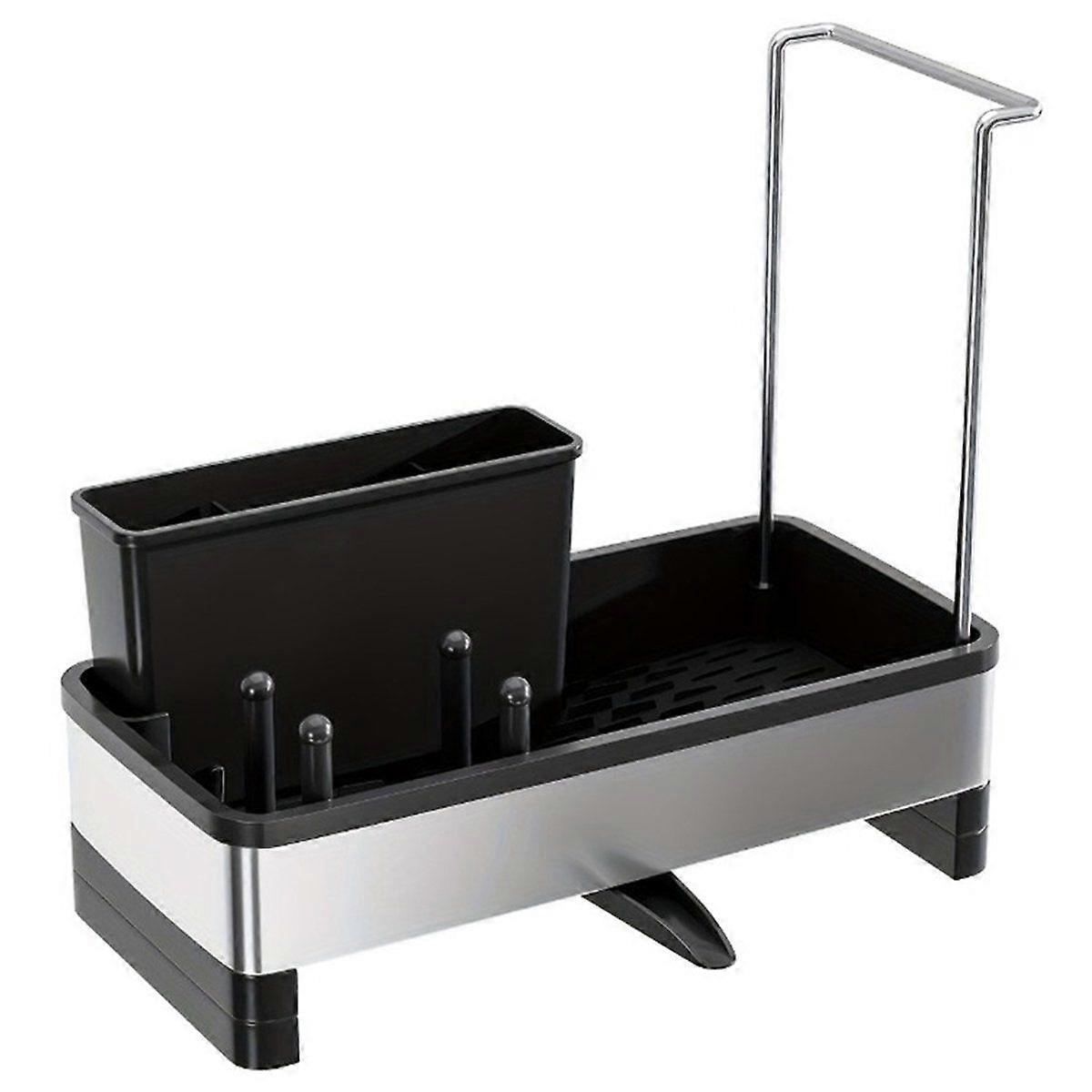 Stainless Steel Sponge Rack with Drain - Multi-Functional Kitchen Bath Storage Box for Cleaning Sup