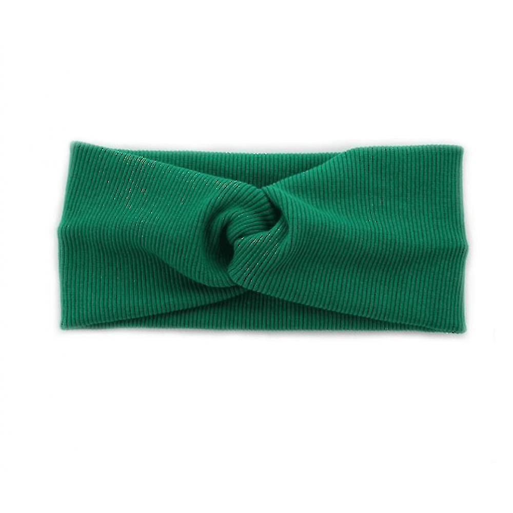 Headbands Knitted Cross Solid Color Wide Side Sports Casual Headband Green