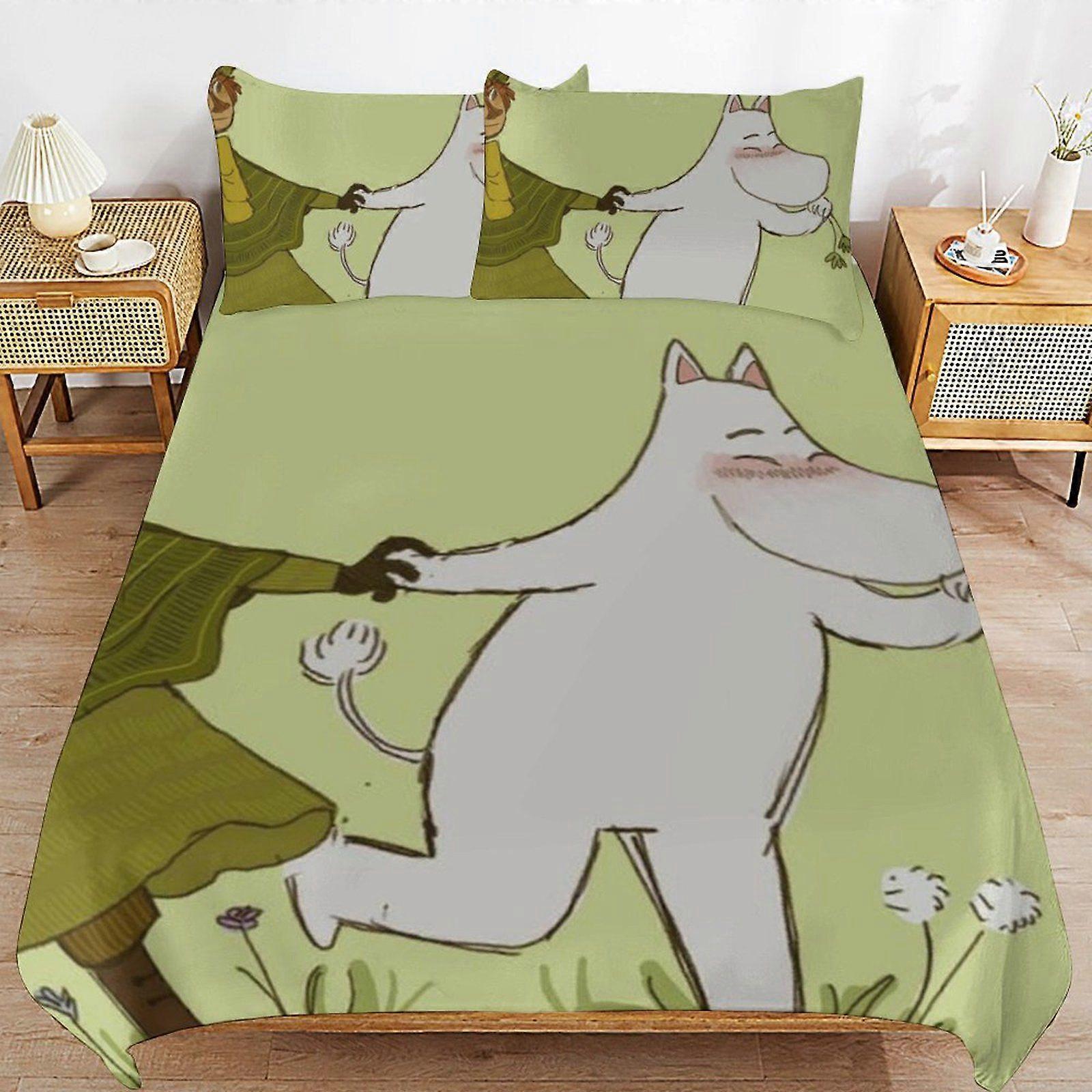 t183 Moomin Falls in Love Comic Strip Practical Zip Design Smooth Touch Soft Finish Long Use Duvet Cover Sets for Everyday Rest d183