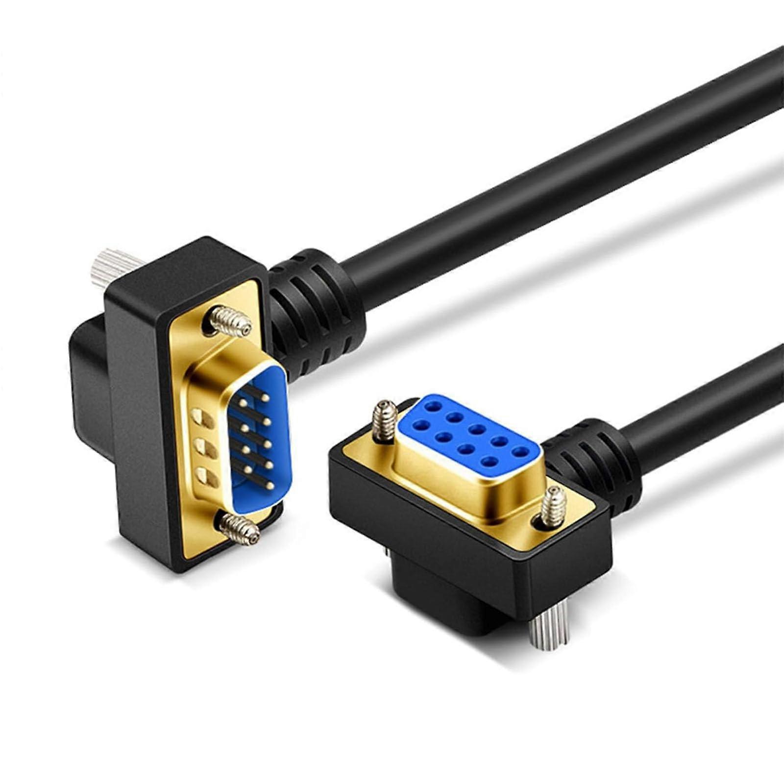 DB9 Male To Female 9 Pin Up Right Angle Gold Plated RS232 Serial COM Port Cable 5Meter(16.40FT) 5 Meter Length