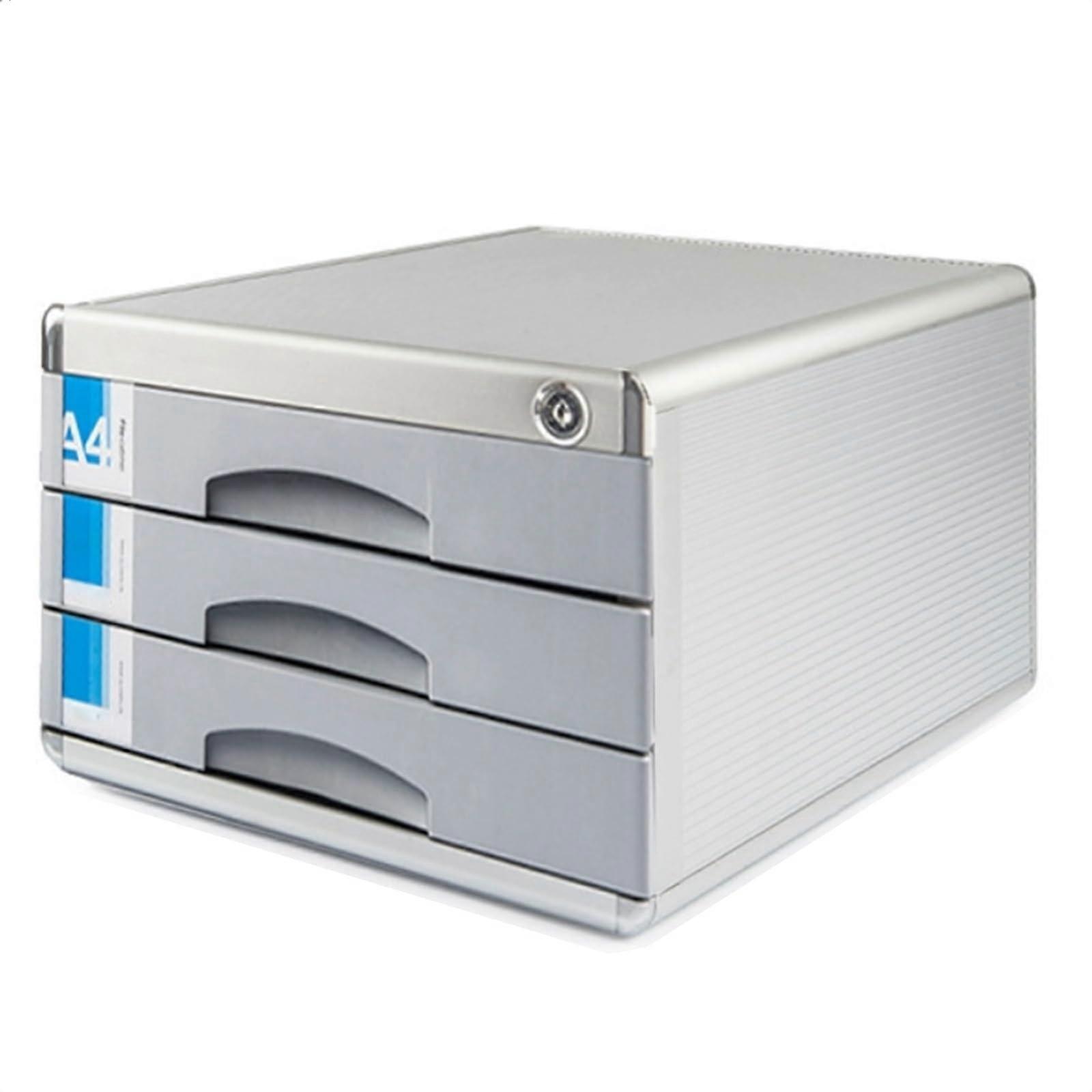 Lockable 3Layer Desktop File Cabinet A4/Letter Size Finish Office Documents Organizer for Home and Workplace
