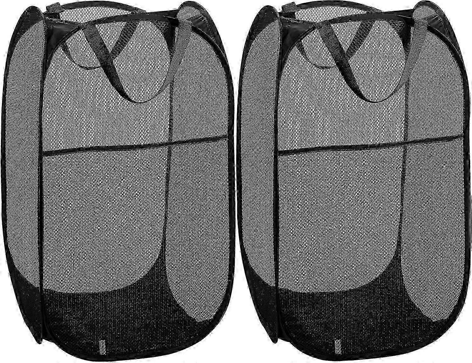 2 Mesh Popup Laundry Hamper - Portable, Durable Handles, Collapsible for Storage