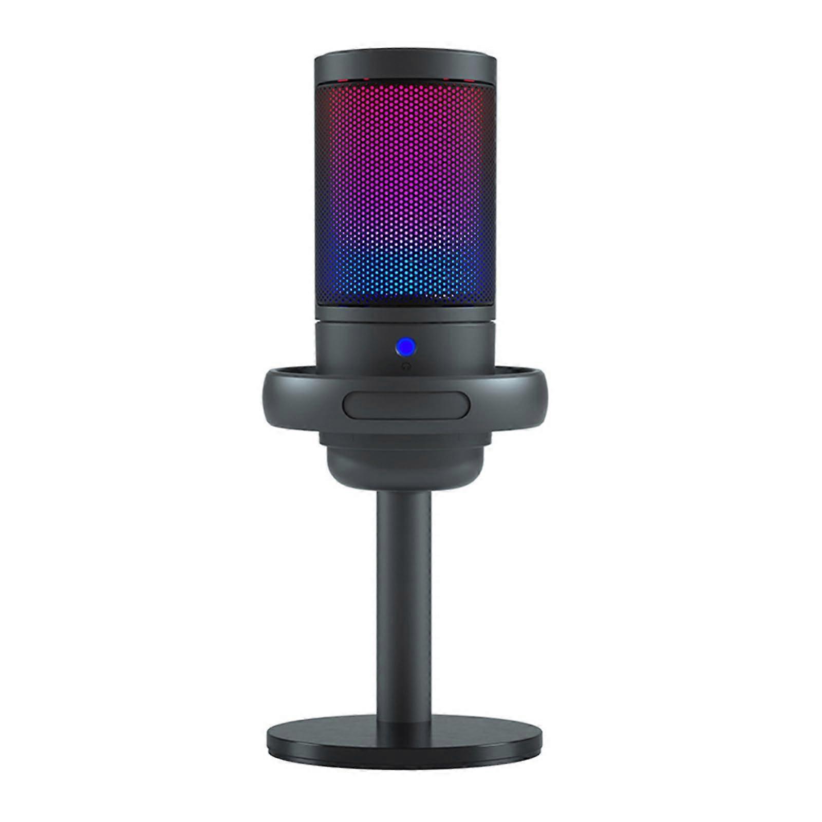 USB Microphone For PC Streaming With Mute Button Black USBC Condenser Mic Noise Reduction