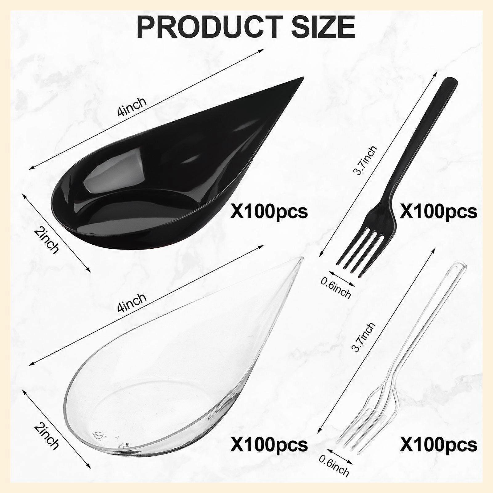 400 Pcs 4 Inch Tear Drop Mini Appetizer Plates And Forks
