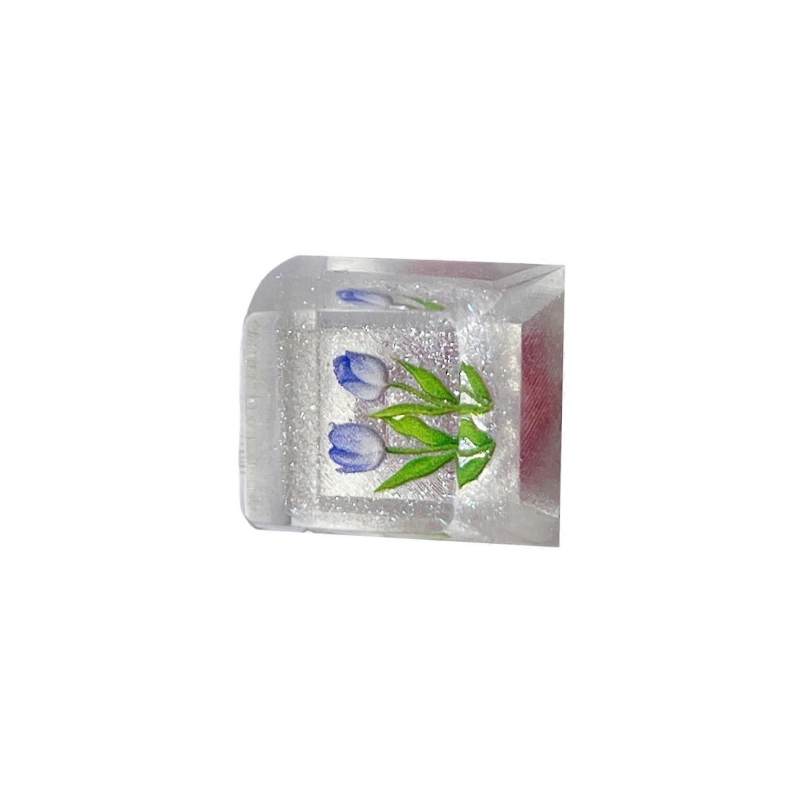 Resin Keycap Decorative Translucent Epoxy Keycap Flower Pattern For Gaming Mechanical Keyboards Multicolor