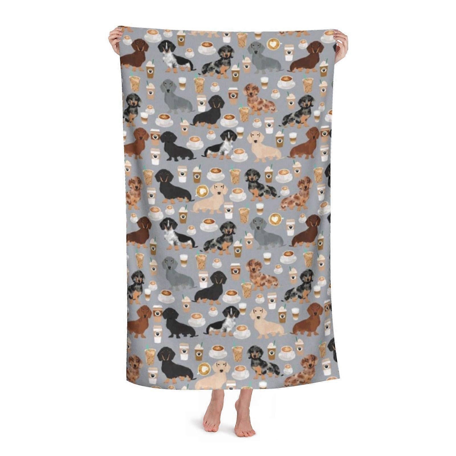 Bath Towel Soft Absorbent Blanket for Bathroom Beach Coffee Latte Design 80x130cm