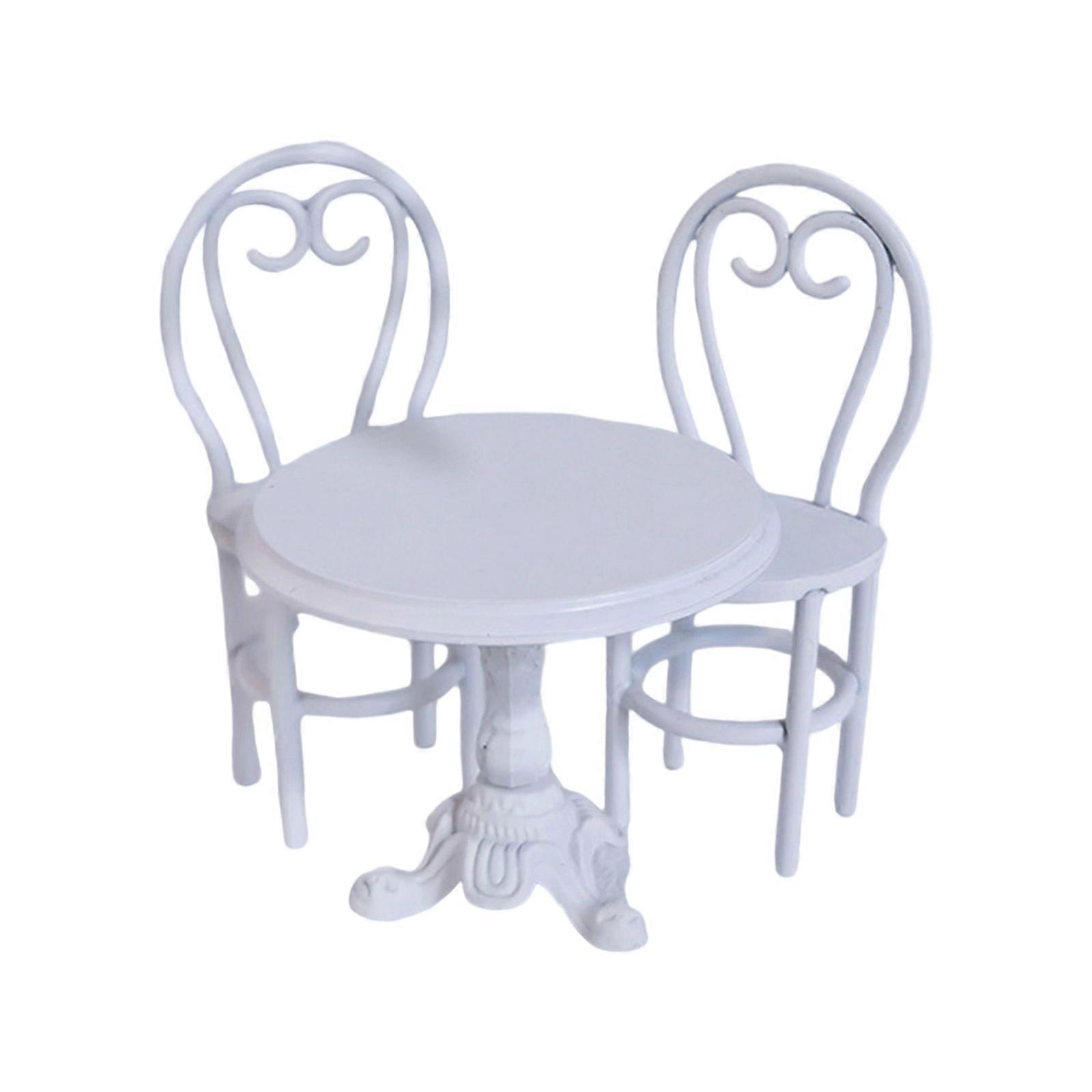 Iron Construction Pretend Dining Table Chair Set For Kids Imaginative Play And Creative Development With Nordic Design  White