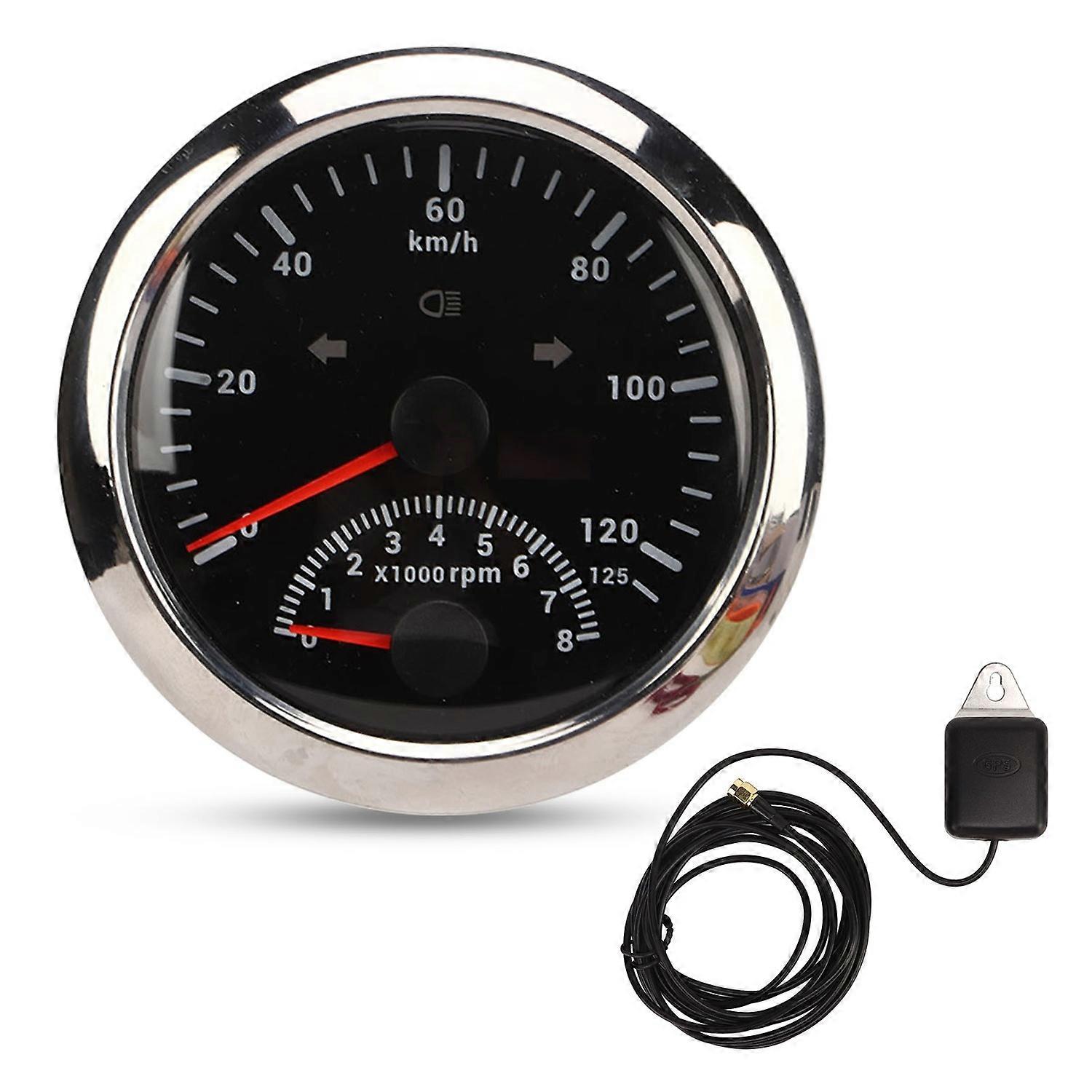 GPS Speedometer with Tachometer 8000 RPM 85mm 3 3/8 in GPS Speedometer with Indiction Light for Mari