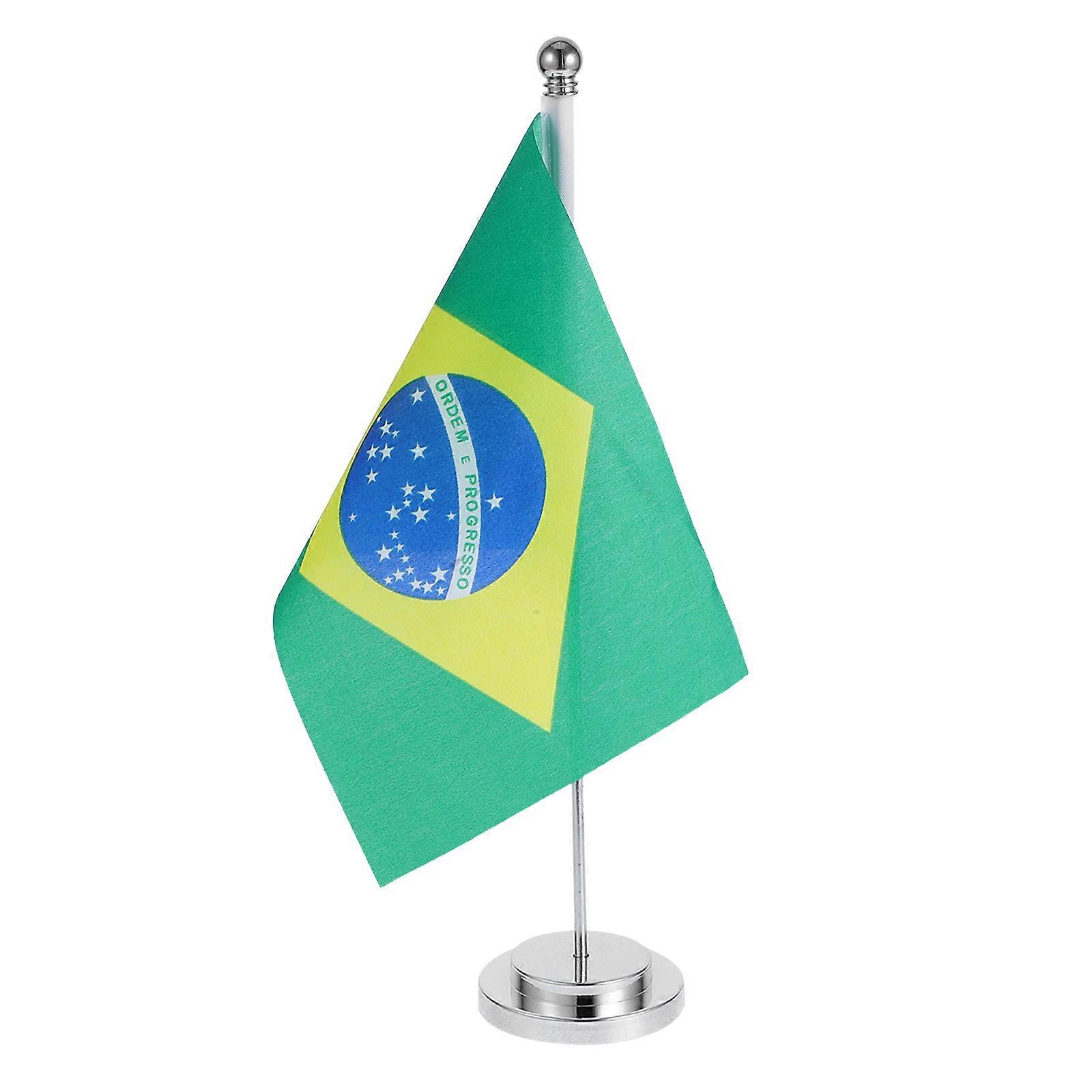 Brazil Desk Flag Small for Decoration with Polyester Base Easy Installation