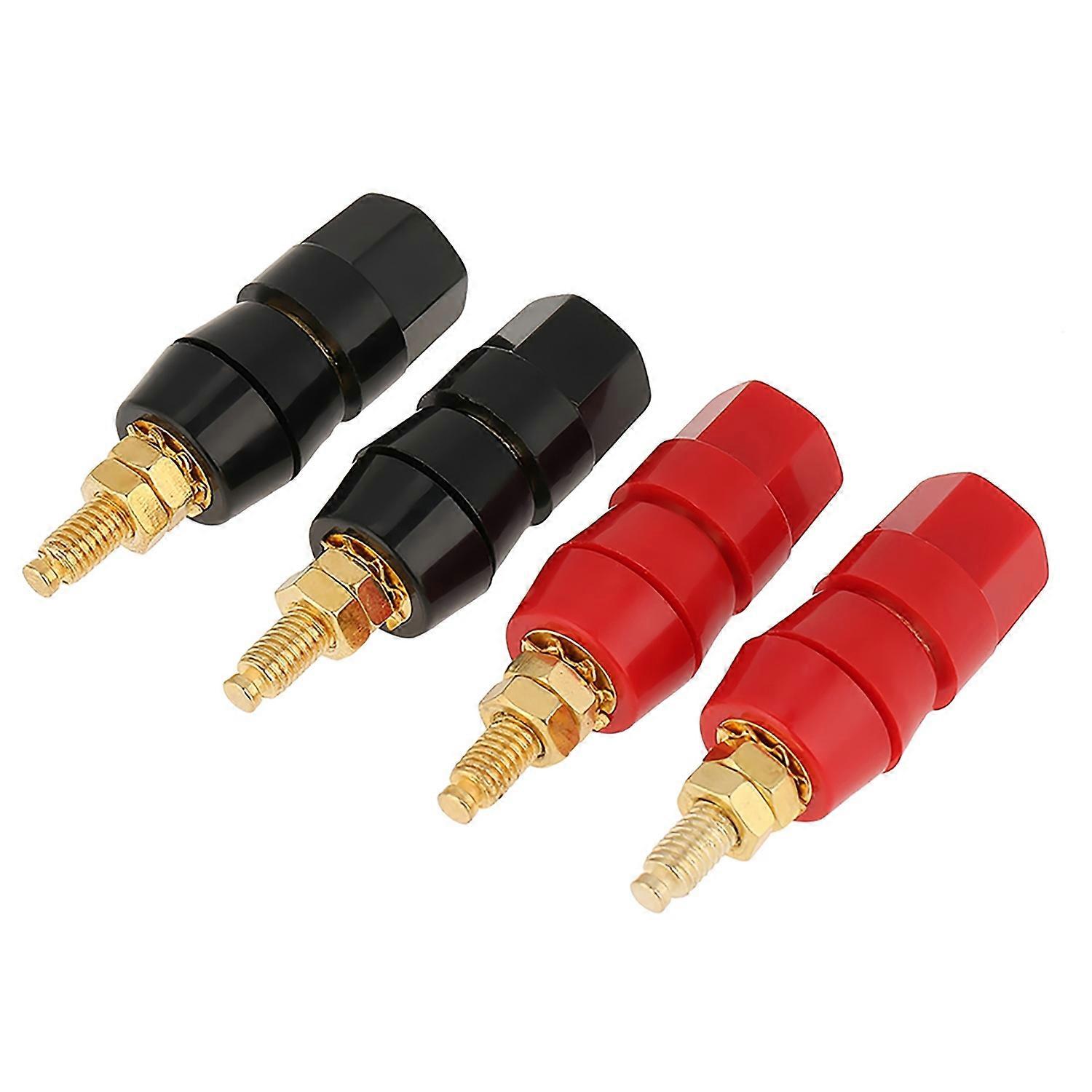 4 Pcs Black and Red Audio Speaker Binding Post For Banana Jack Adapter Connector