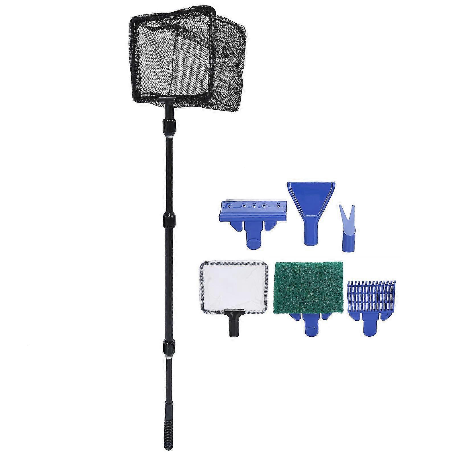 6-in-1 Aquarium Cleaning Tool Kit with Net and Scraper for Easy UK Fish Tank Upkeep