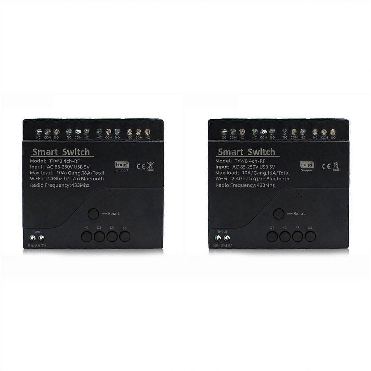 2X Tuya 4CH Wifi Smart Relay Switch Module Access Control Switch APP Remote Control 433M Works with 