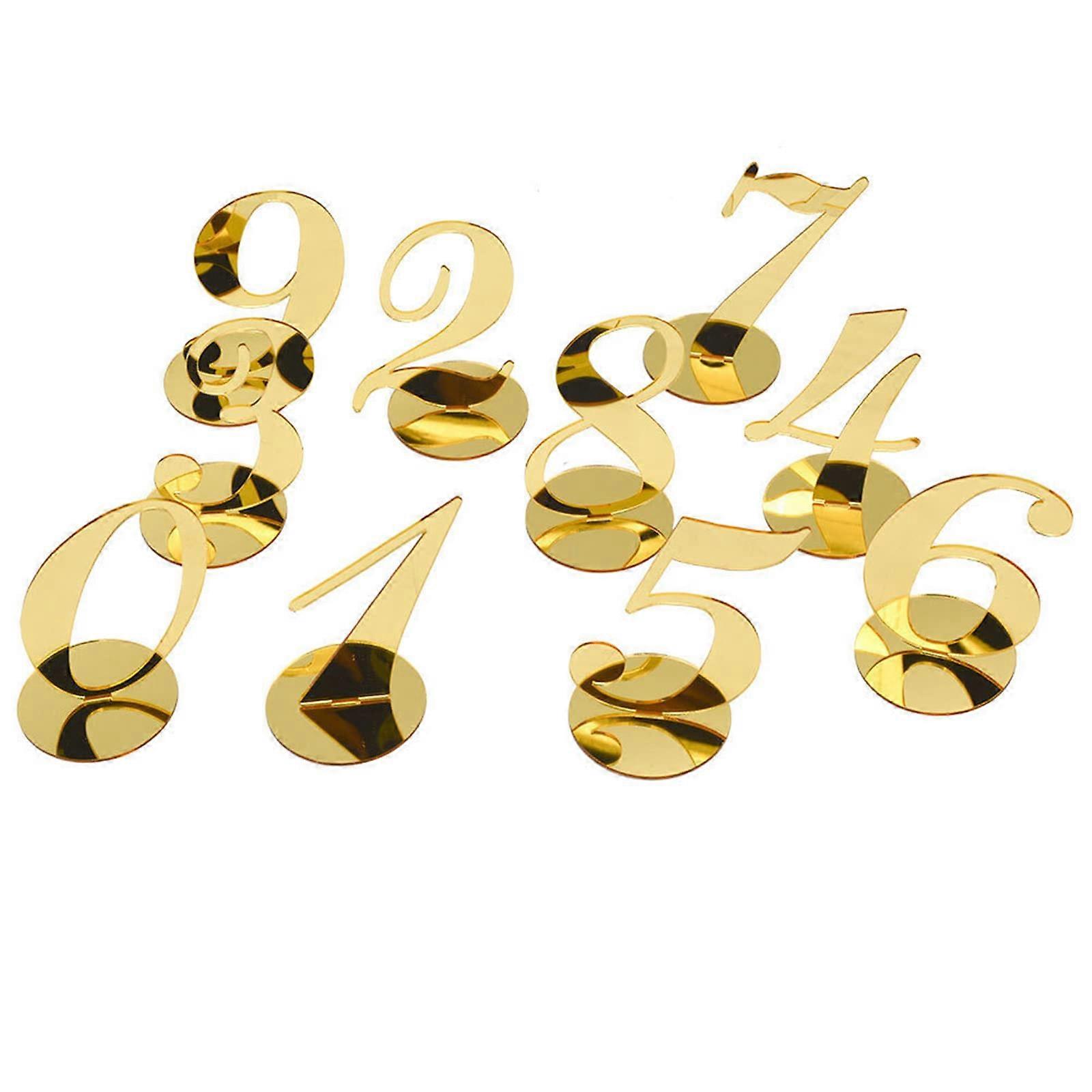 Gold Acrylic Wedding Table Numbers Set of 10 Freestanding Reception Centerpiece Signs