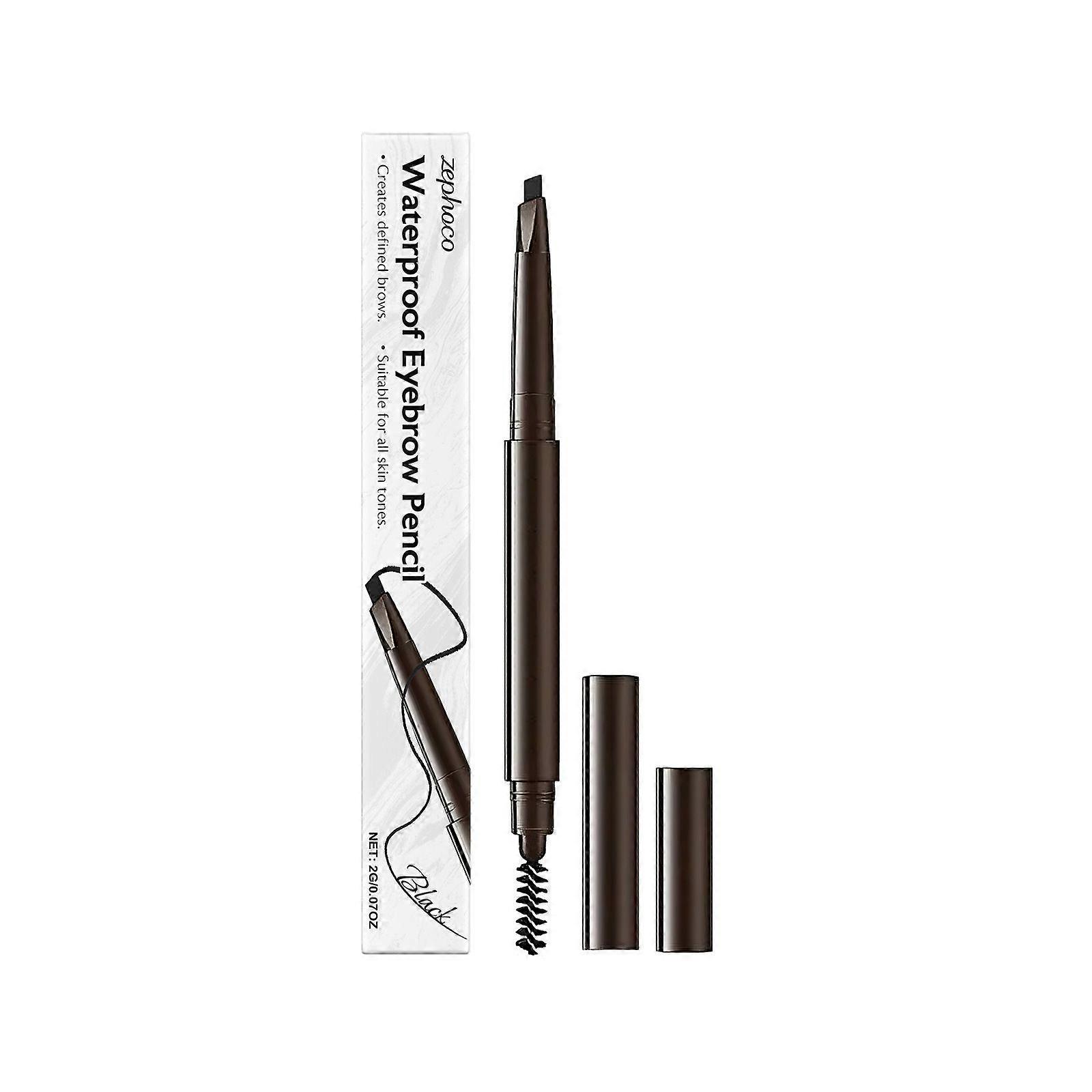 Zephoco Black 2-in-1 Waterproof Eyebrow Pencil: Creates natural, wild brows with silky smooth texture, easy application, and vibrant color.