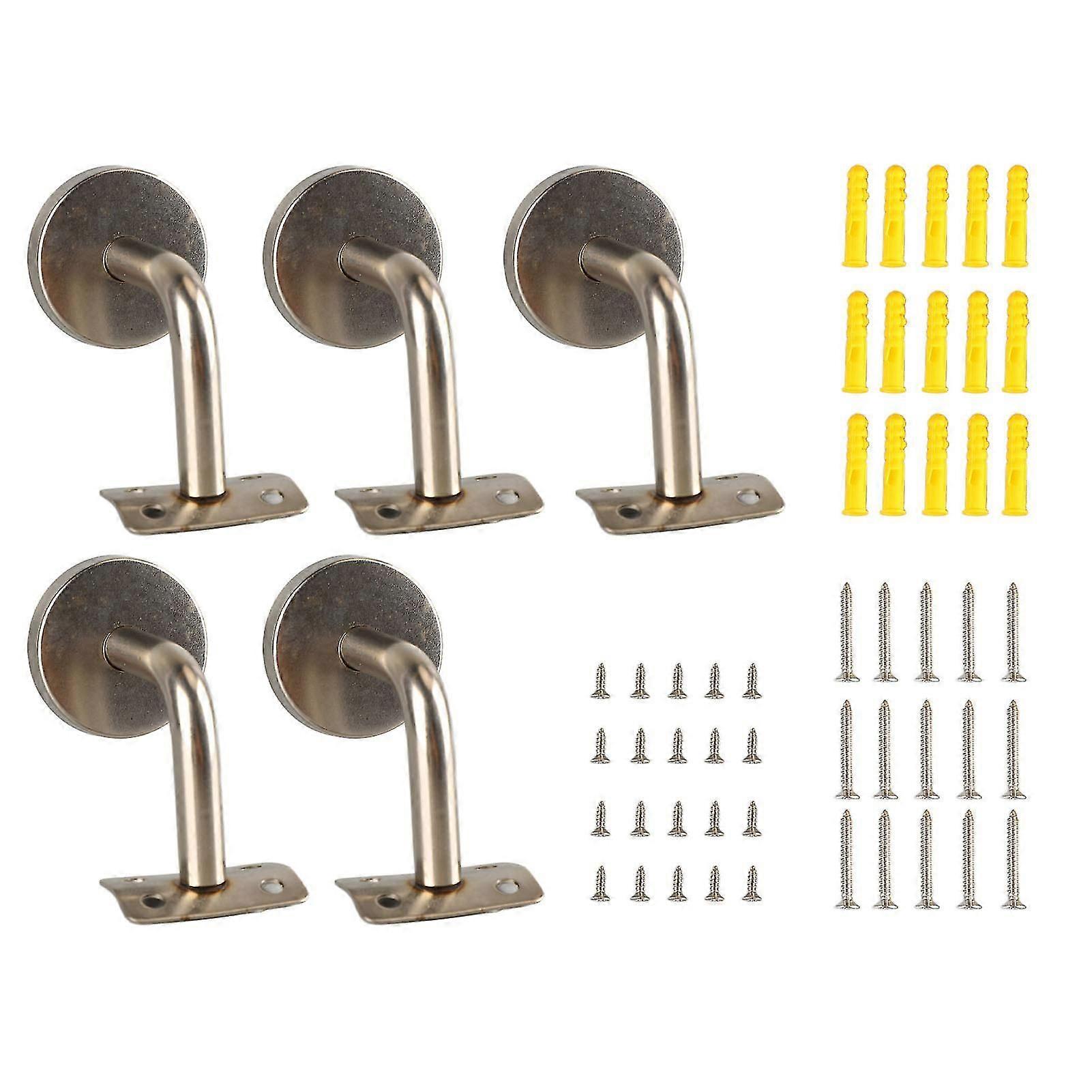 5Pcs Wall Handrail Bracket Practical Robust Wall Mounted Stainless Steel Handrail Bracket Set for Stair Armrest