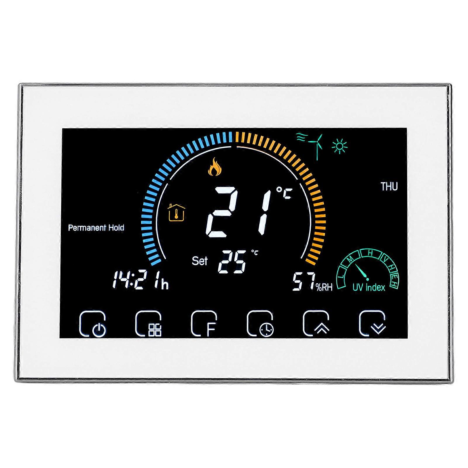 Smart WiFi Programmable Central Air Conditioner Thermostat with LED Touch Screen, 95 - 240V, White