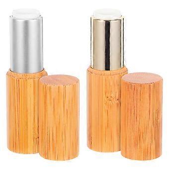 2 Stück 3,8 g Frauen Leere Bambus Lippenstift Balsam Tuben Rustikaler Lipgloss Aufbewahrungsbehälter für Damen und Mädchen (Gold, Silber, Durchmesser 12,1 mm)