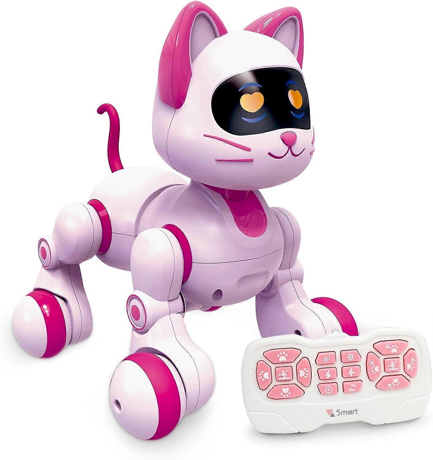 Remote Control Robot Cat, Programmable RC Smart Cat with Touch Sensing, LED Eyes Dance