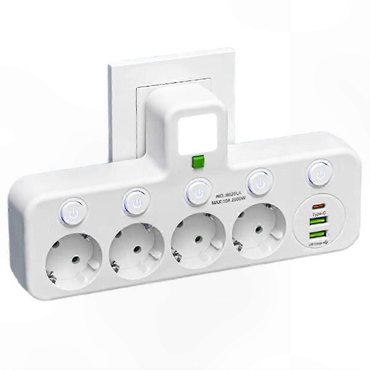 4-Socket EU Plug Outlet with USB Type-C Ports No Extension Cord Two Specifications Electrical Socket Adapter