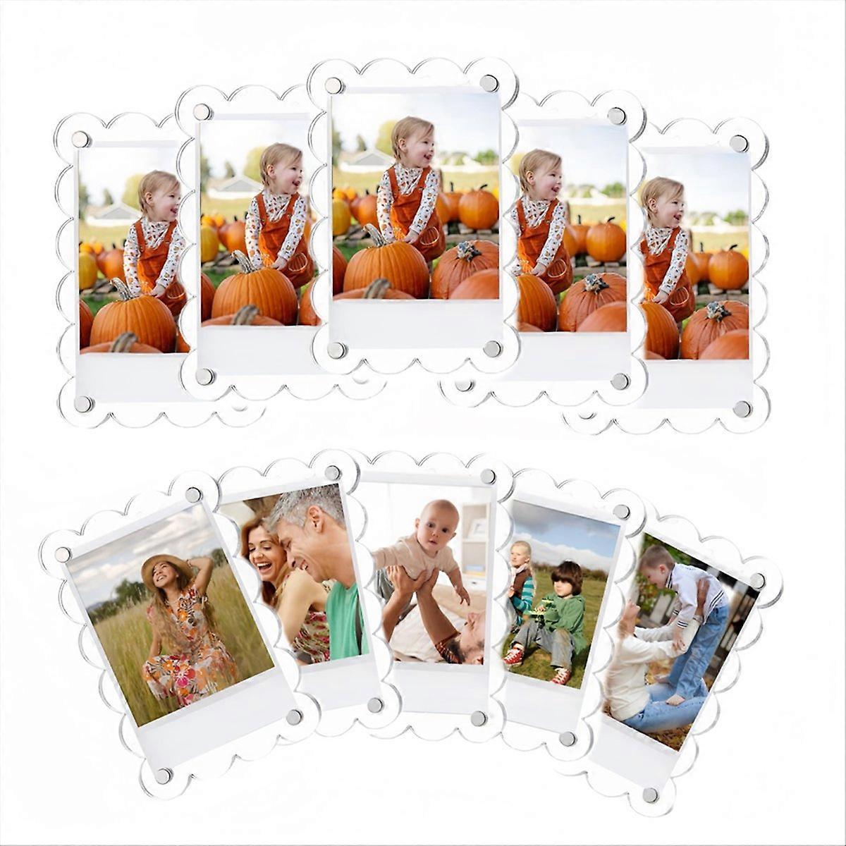 10-pack acrylic fridge frames, magnetic, scalloped, double-sided.