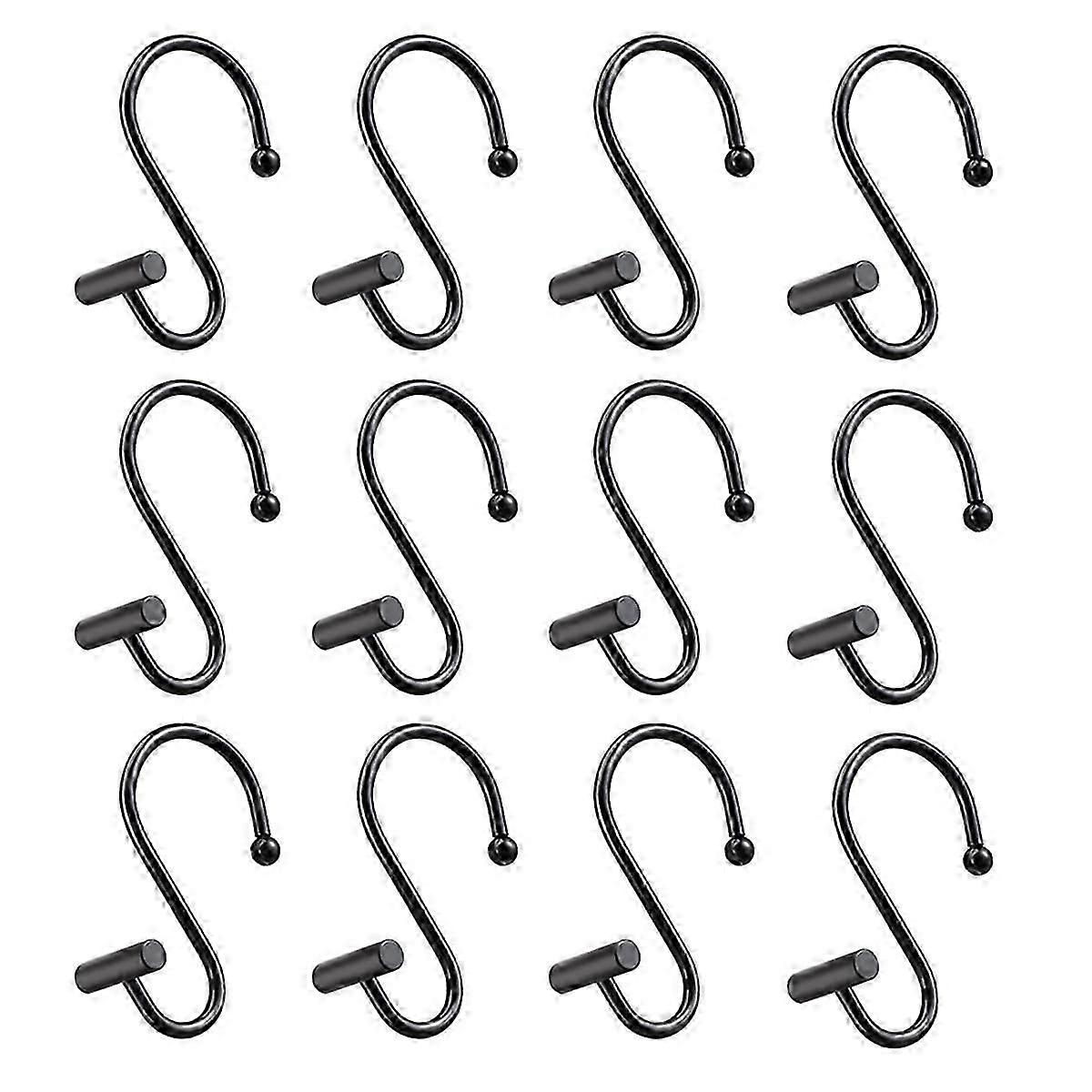 Black Shower Curtain Hooks Easy to Install for Bathroom, Kitchen
