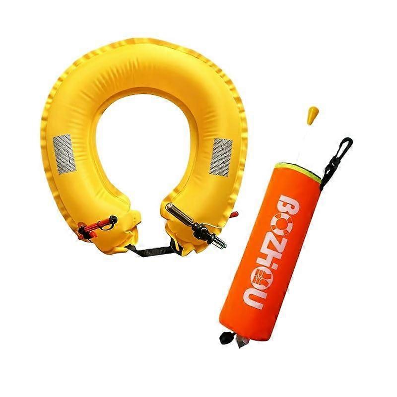 Car Emergency Escape Tool with Tungsten Steel Window Breaker and Manual Inflatable Lifebuoy for Flood Rescue – Orange