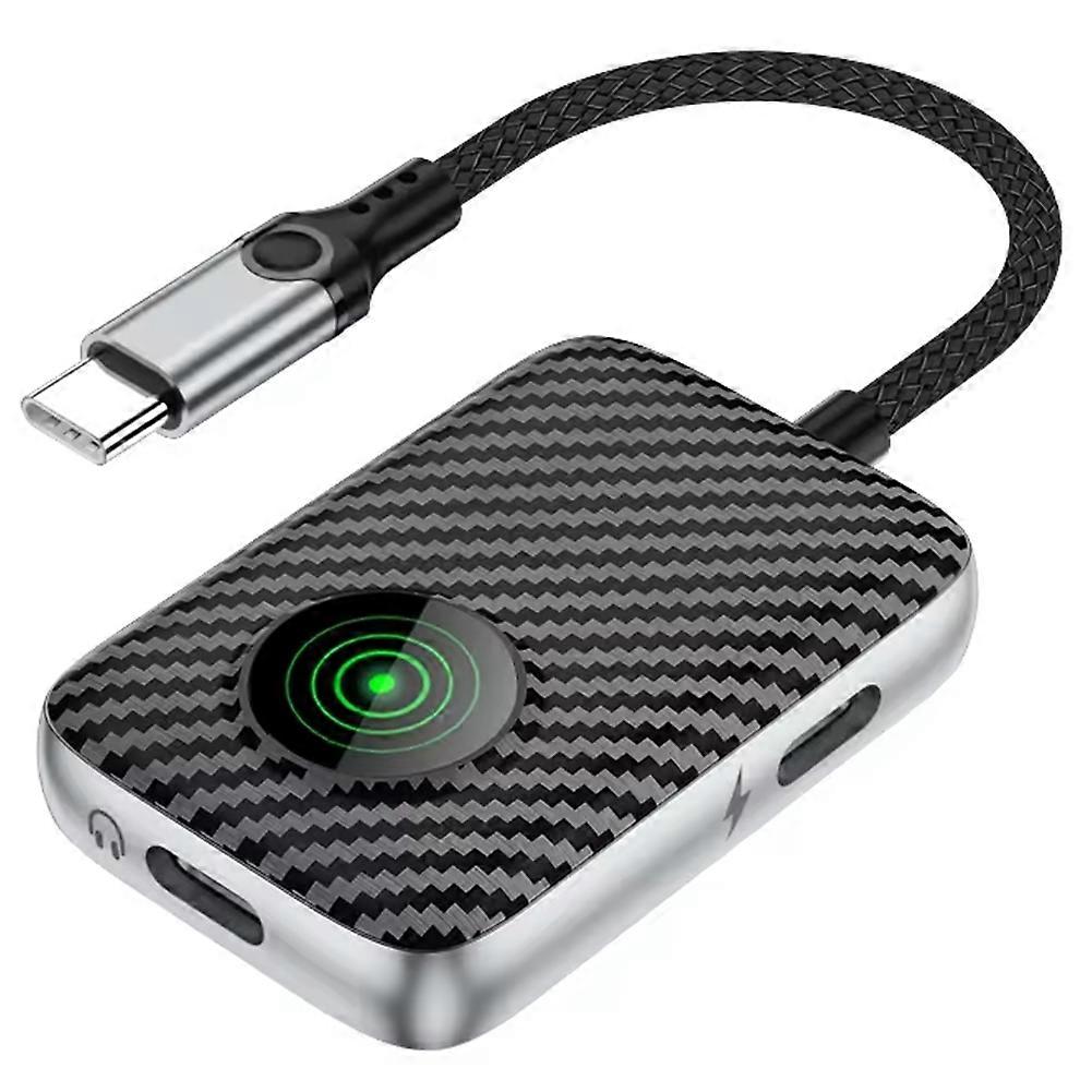 Dual Type-C Audio Adapter 2-in-1 Headphone Jack Adapter 60W Fast Charging Mobile Sound Card Live Streaming Converter B