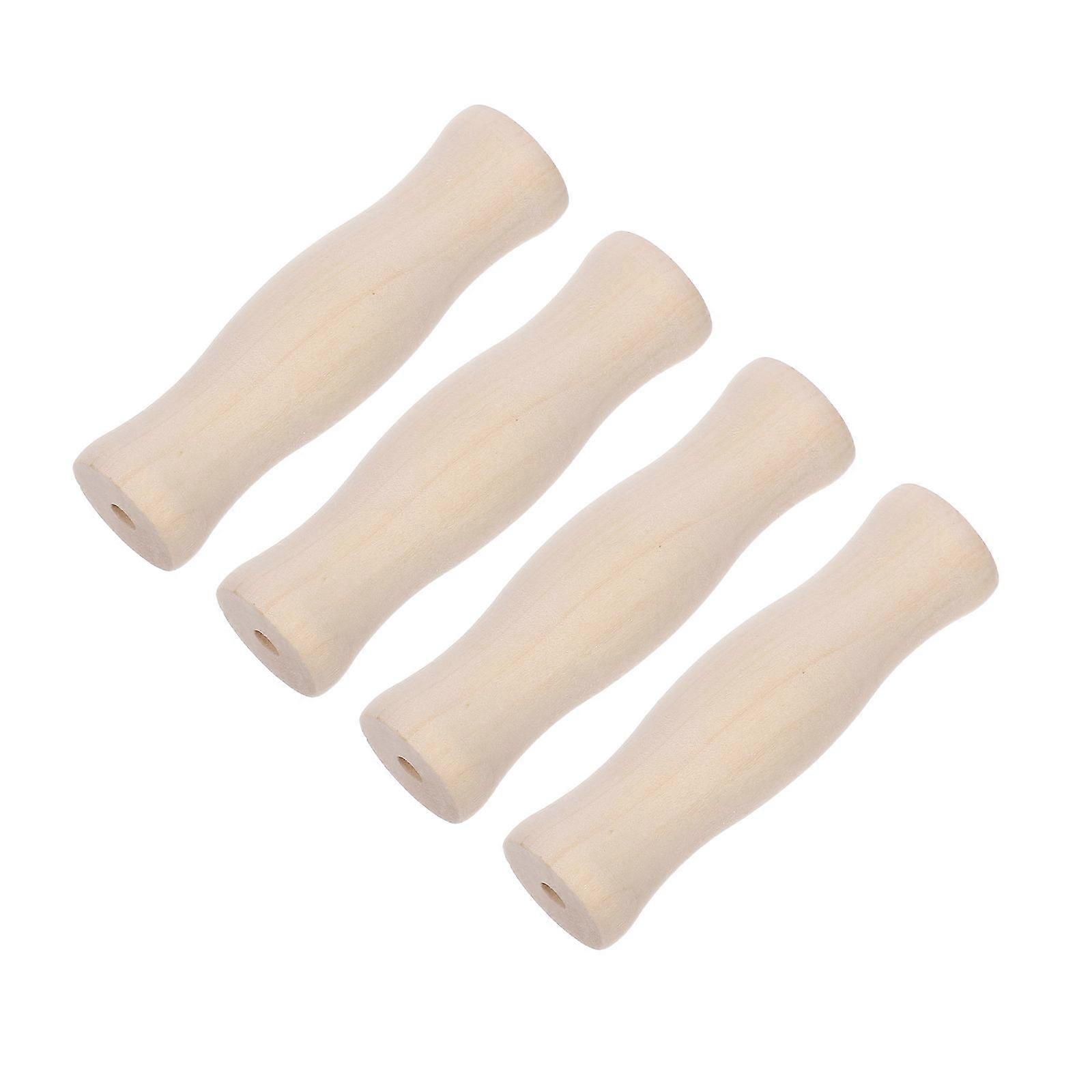 Wood Handle for Brush Bbq Tool Replacement for Grilling 4Pcs