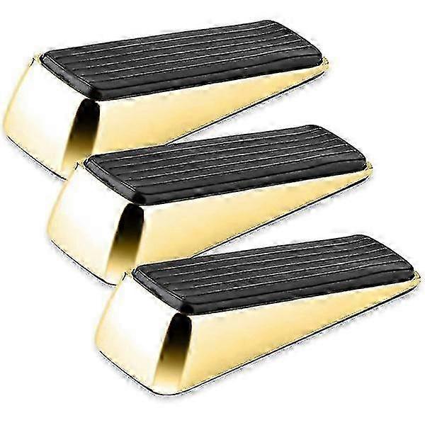 Door Wedges for Heavy-Duty Use, 3 Pack Solid Polished Brass