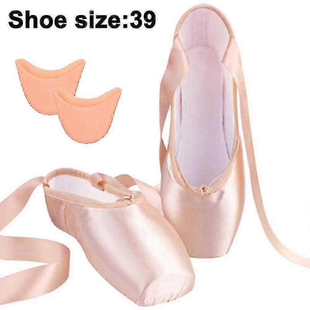 Classic Ballet Pointe Shoes for Dance Students, Includes Ribbon and Protective Pads
