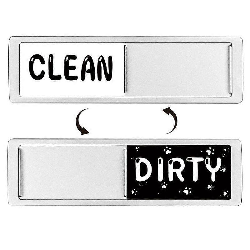 Dishwasher Clean Dirty Magnet Sign, Large Text NonScratch Indicator with Strong Hold, Silver Cat Print