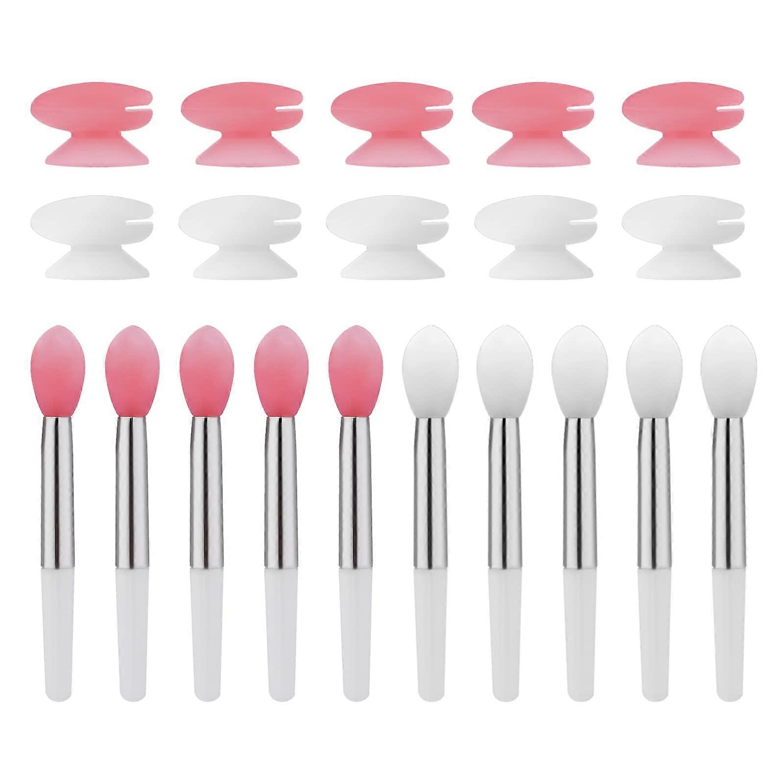 Silicone Lip Brush Set with Covers, 10pcs Soft Reusable Lip Applicators for Gloss and Balm, 2 Colors