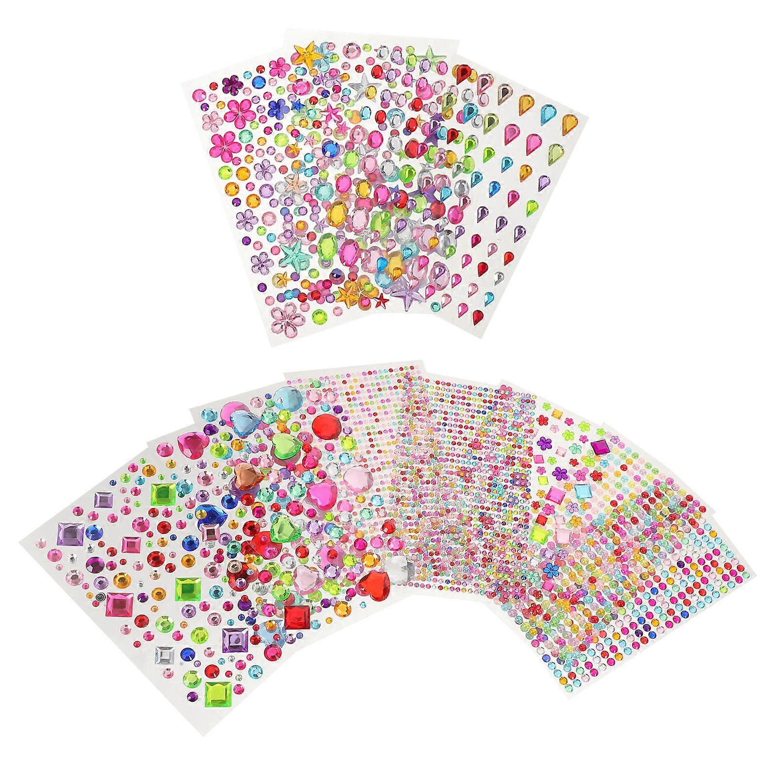 Gemstone Sticker Sheets for Home Crafting 48 Sheets with Strong Adhesive