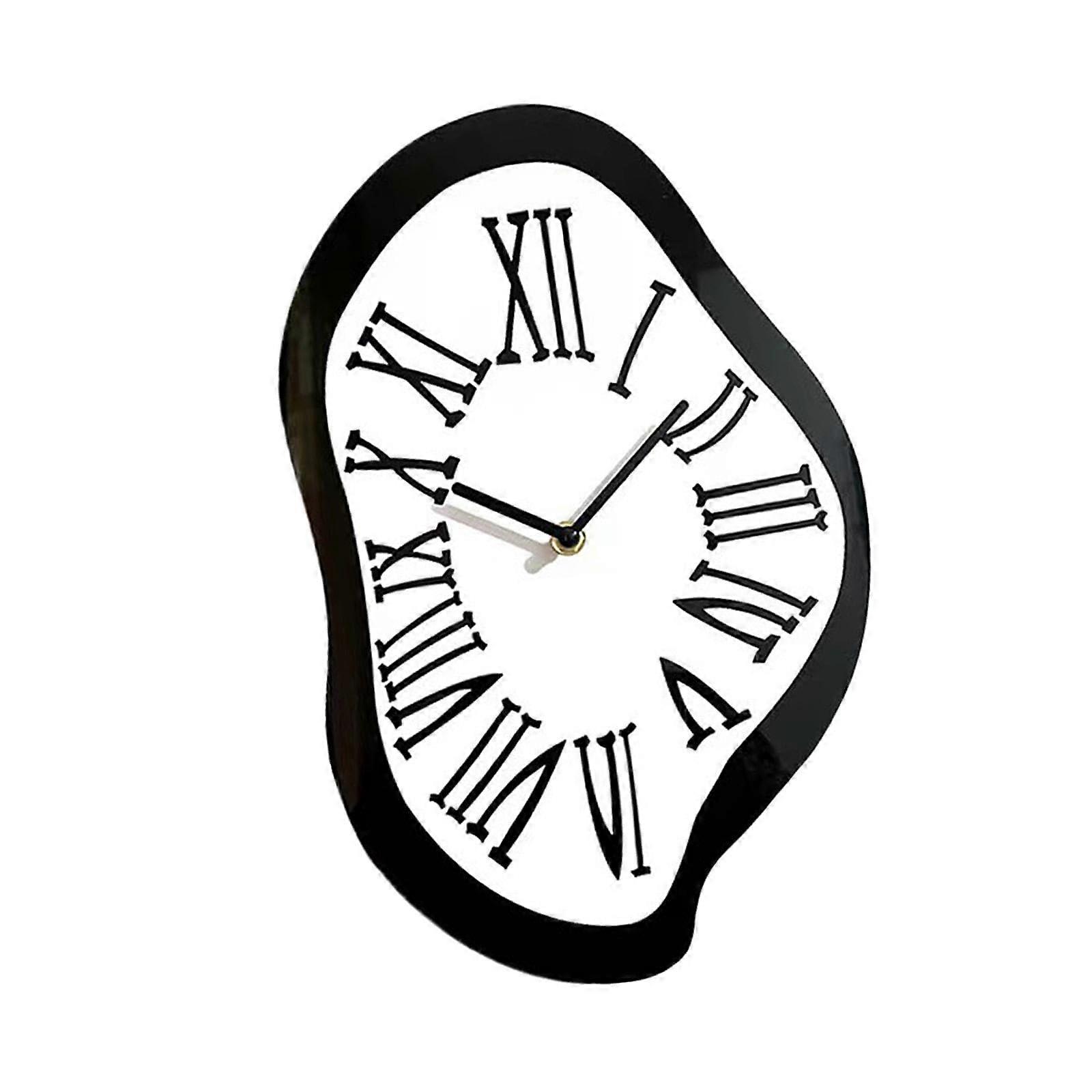 Large Silent Wall Clock with Quartz Movement, Surreal Distorted Design for Office Bedroom Decor