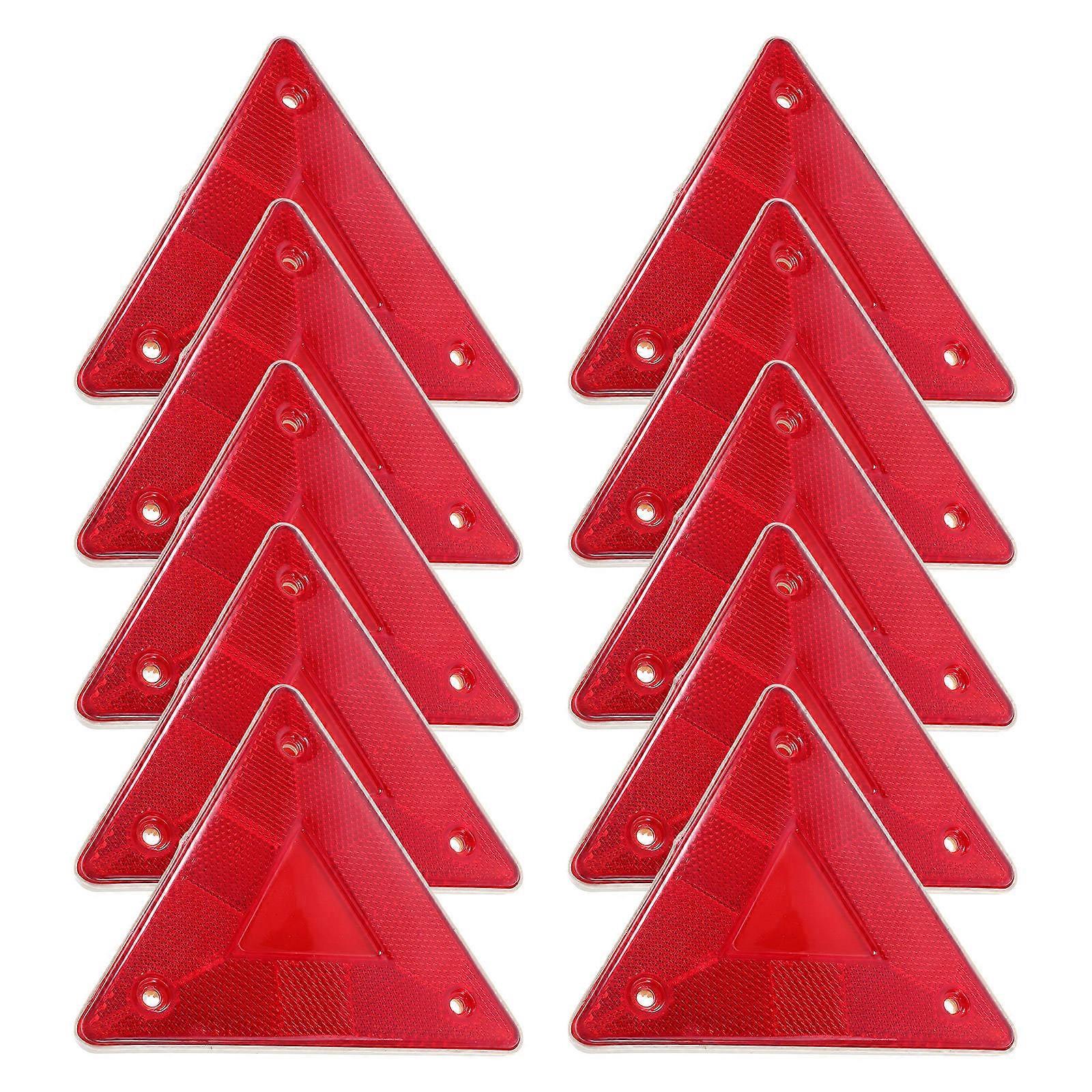 Road Safety Warning Sign Triangle Warning Sign for Traffic Guidance 10Pcs Red