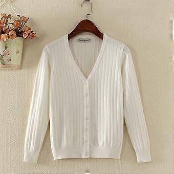 Lady Knitted Cardigan Sweater Jacket Cashmere-like Button Coat Jumper V Neck Top