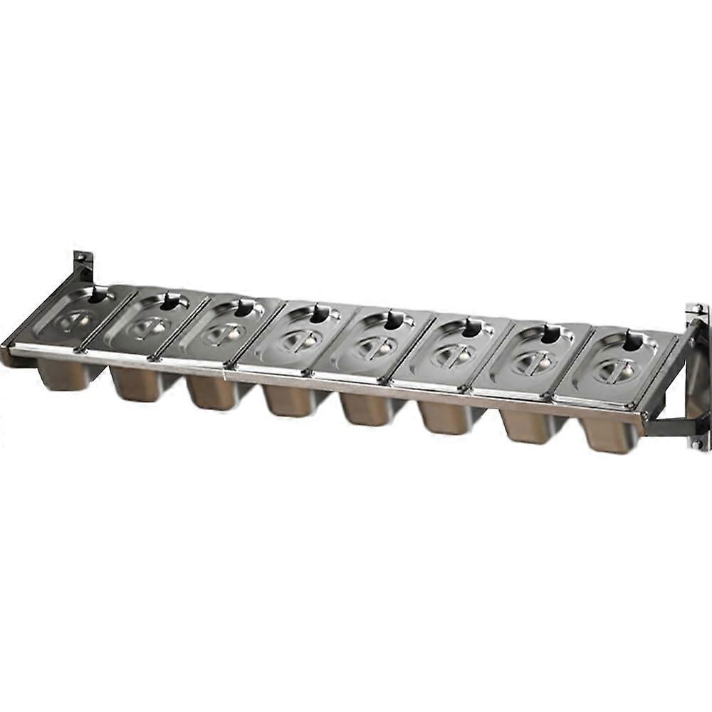 Stainless Steel Wall Mounted Spice Rack with Lids, 8 Retractable Compartments, 4 Inch Deep Organizer