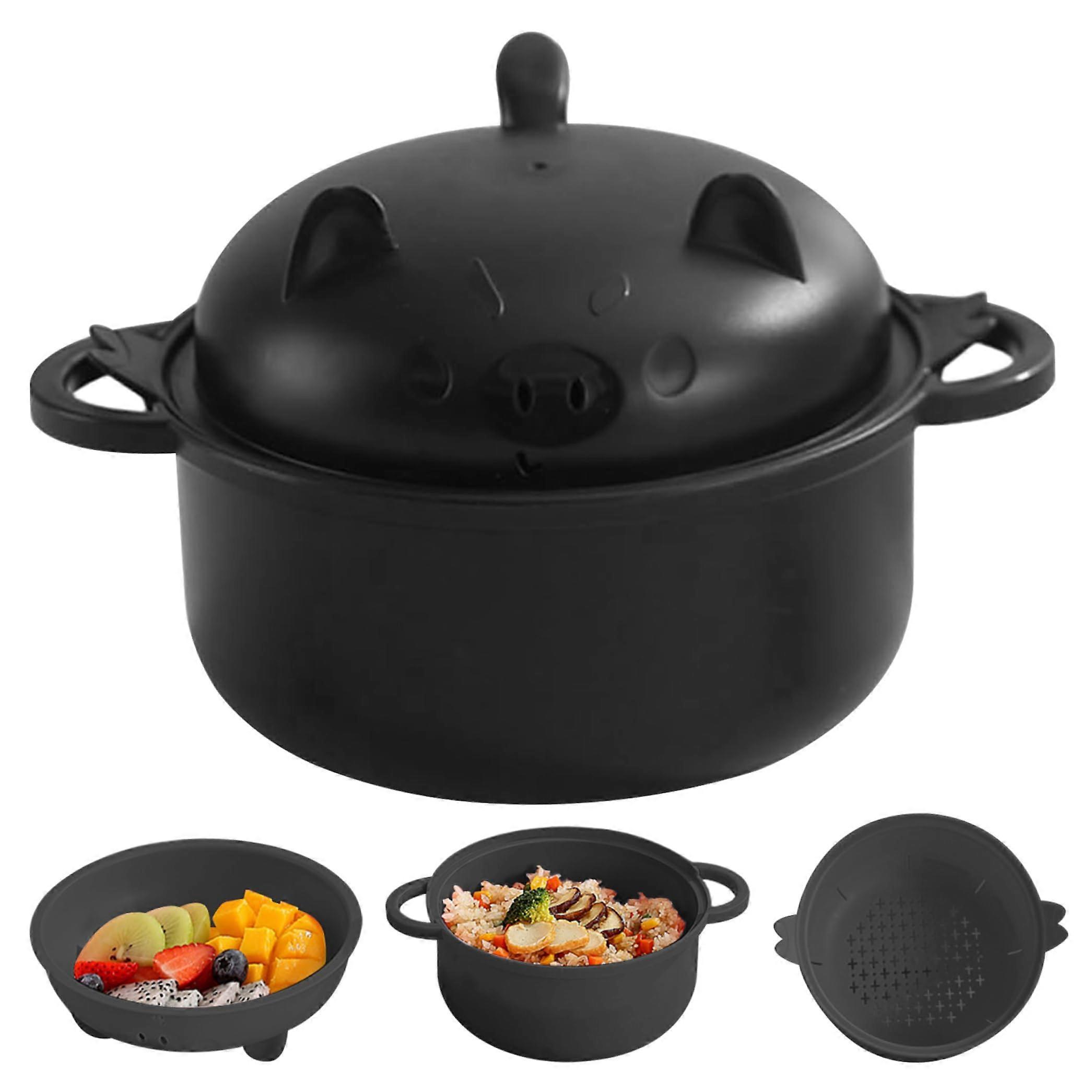 Microwave Ramen Bowl with Lid and Drain, Cute Pig Large Capacity Noodle Cooker for Home School Office