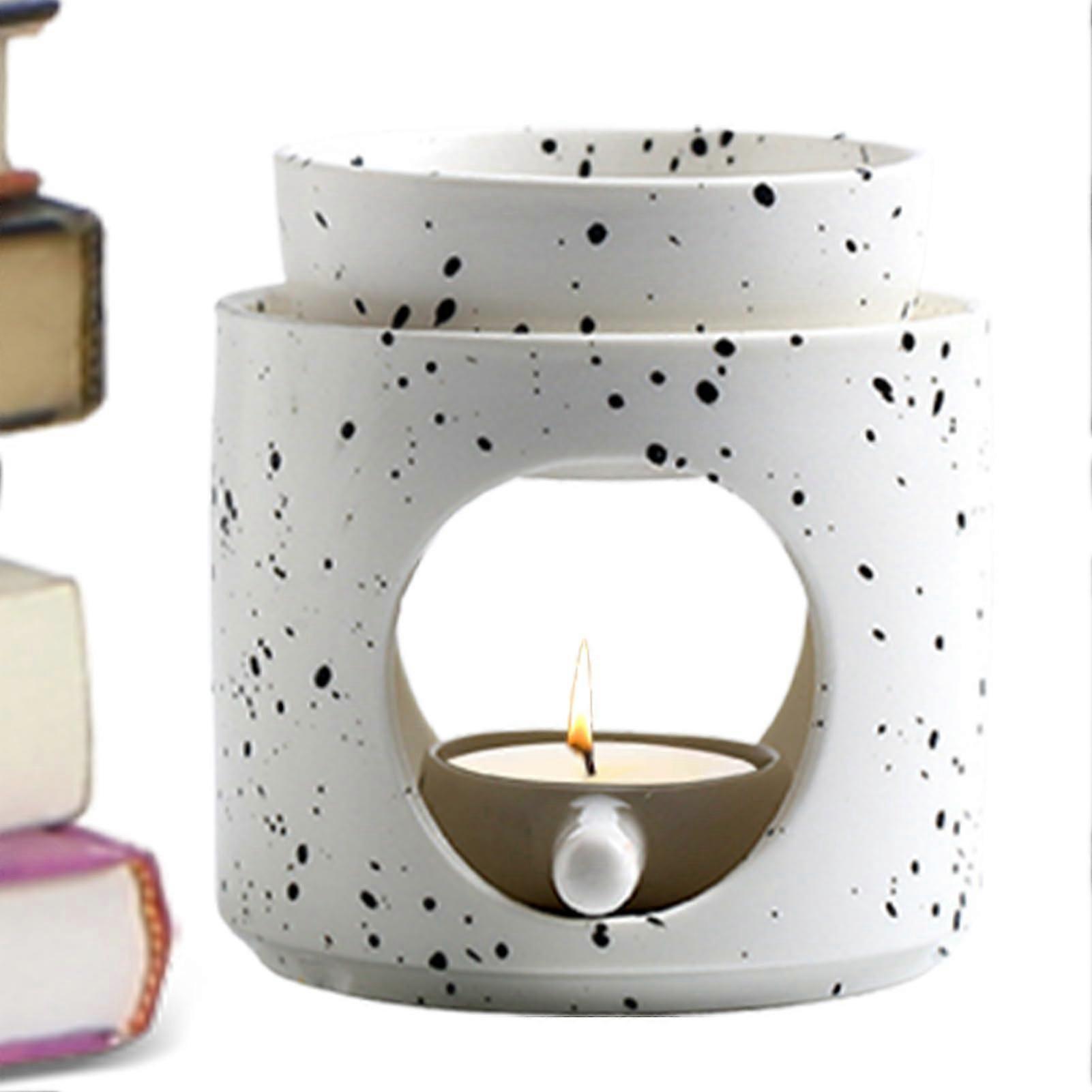 Ceramic Oil Burner and Tealight Candle Holder with Removable Bowl for Aromatherapy and Yoga