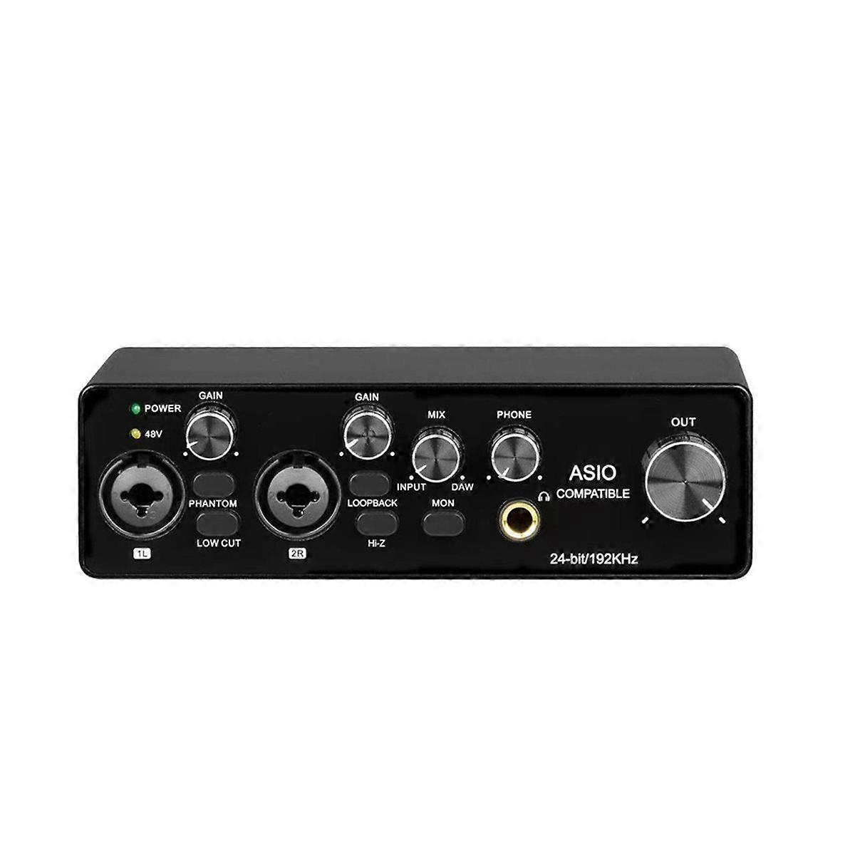 Professional Sound Card USB Audio Interface 48v Phantom Power Supply for Live Studio Streaming Podc