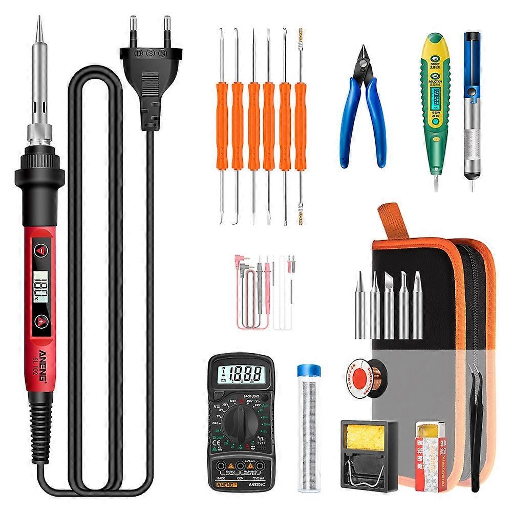 ANENG SL102 25Pcs 60W Adjustable Temperature Soldering Welding Iron Tools Kit