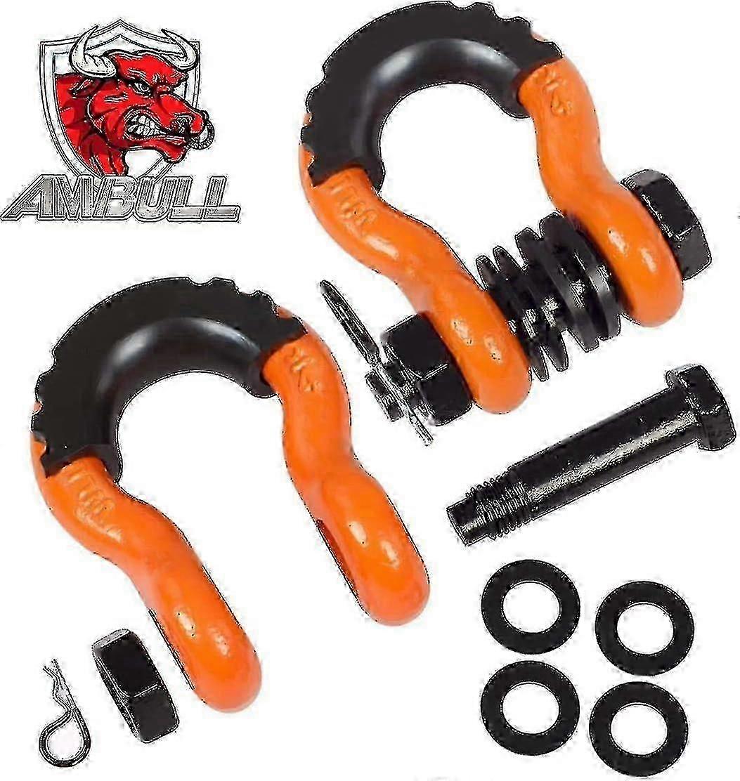 3/4 D-Ring Shackles (2-Pack) - 45,000lb Break Strength with Isolator Pins