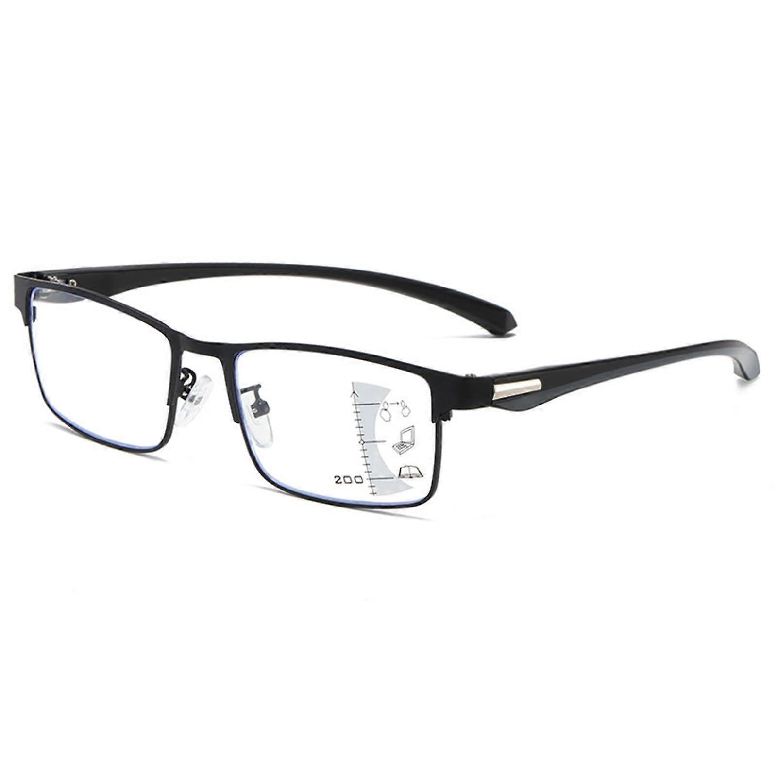 Progressive Reading Glasses for Men Blue Light Blocking Multifocal Anti Eyestrain Black 3.5x