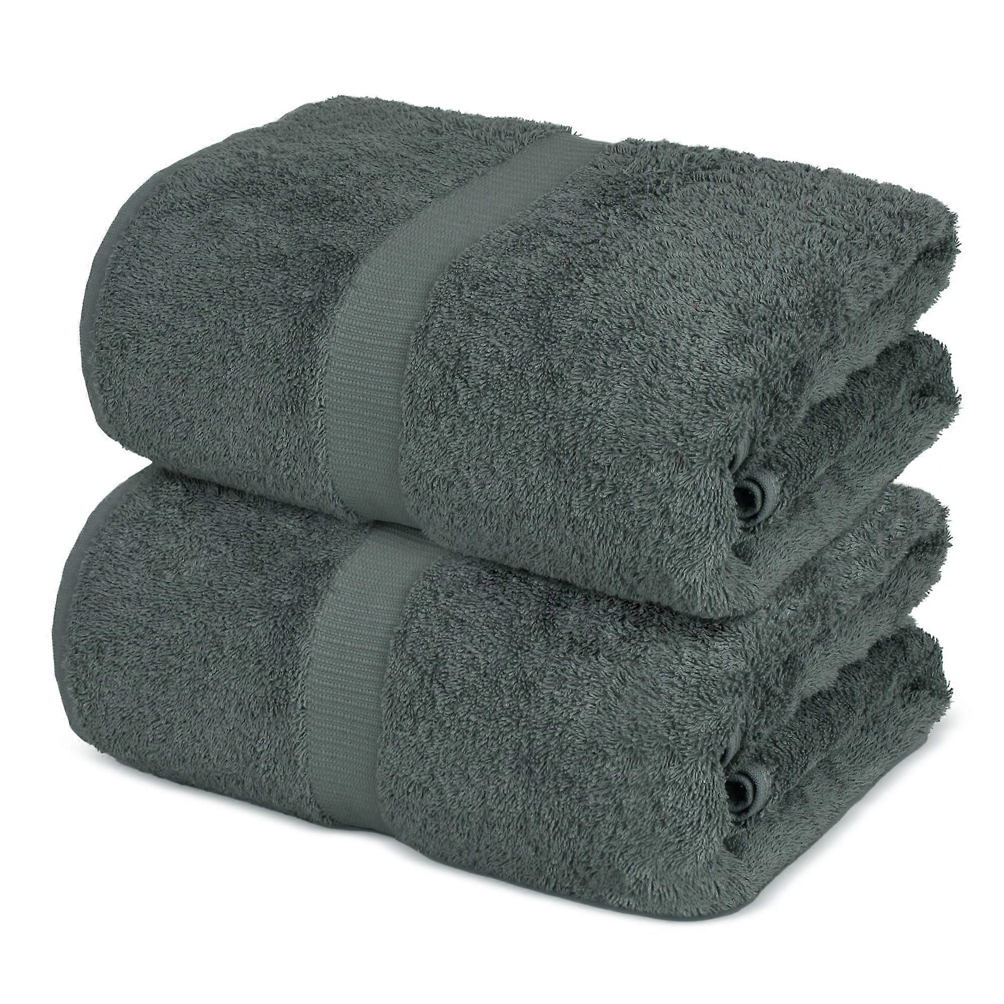 Extra Large Turkish Cotton Bath Sheets 35x70 Dark Gray, Ultra Soft Absorbent SpaQuality 2Pack